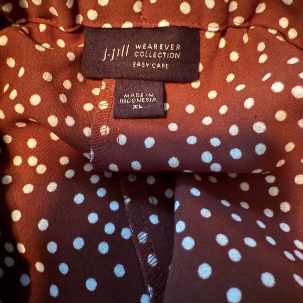 J Jill Chocolate Tunic with Cream Dots and Matching Crop  Pants. Includes  BOTH!